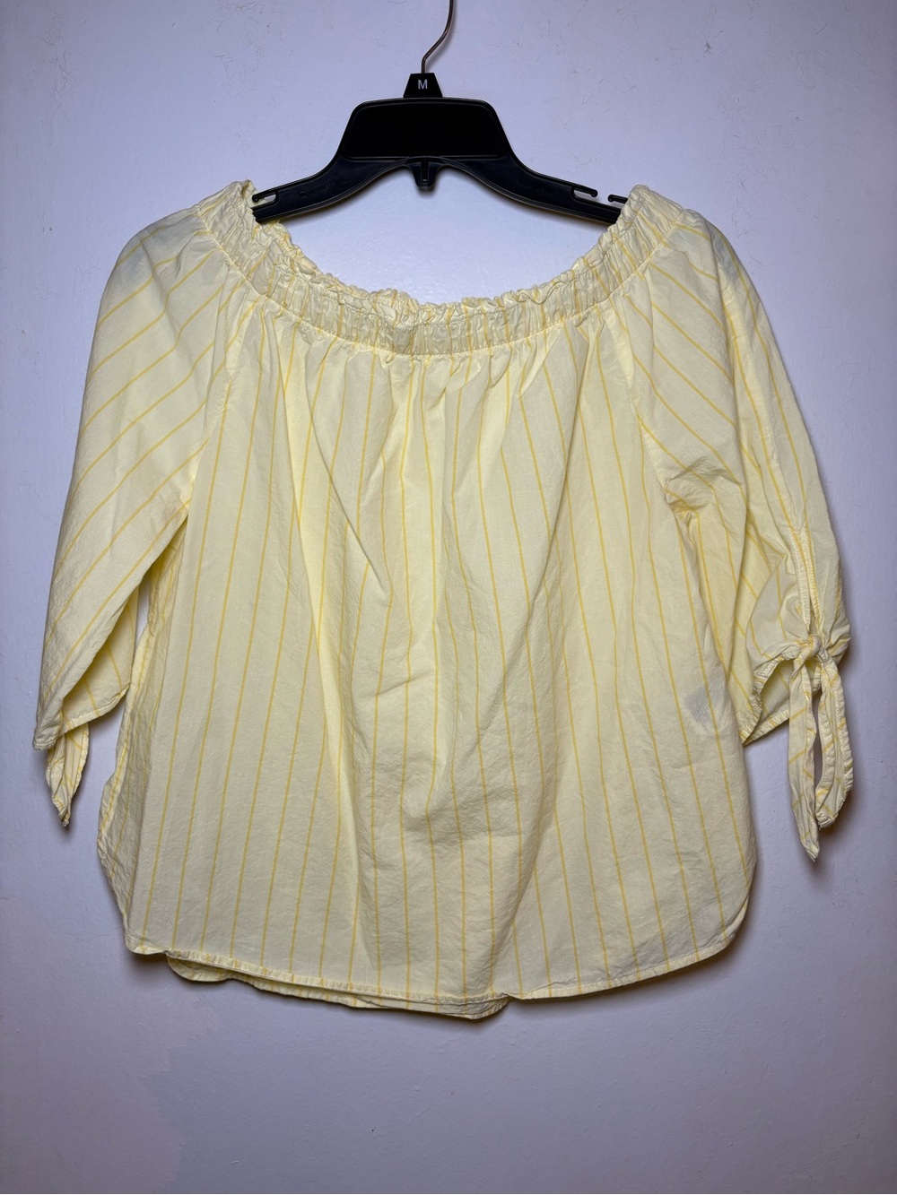 H&M Pale Yellow Striped Off-Shoulder Blouse